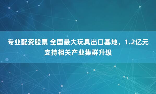 专业配资股票 全国最大玩具出口基地，1.2亿元支持相关产业集群升级