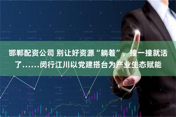 邯郸配资公司 别让好资源“躺着”，撞一撞就活了……闵行江川以党建搭台为产业生态赋能
